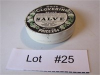 Vintage White Cloverine Salve Tin (empty)