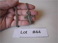 Vintage Jesus on Cross Necklace Signed Italy