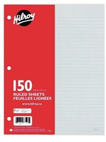 Hilroy Ruled Refill Paper, 3 Hole Punched, 10-7/8