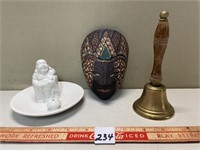 NICE LOT OF HOUSE DECOR INCL HAND CARVER MASK