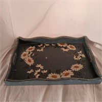 Wooden Serving Tray with Hand Painted Daisies