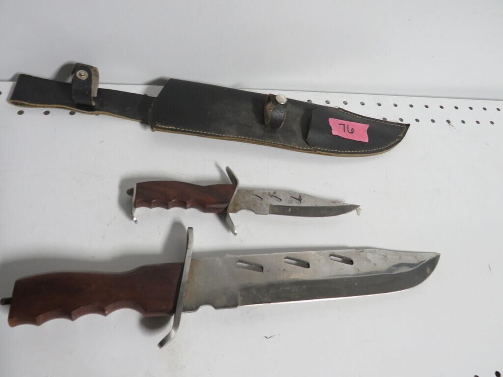 Huge Bowie Knife with sister knife | Live and Online Auctions on HiBid.com