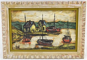 V Sant, Ships at Harbor Original Impasto Painting