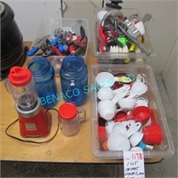 LOT, 3 BINS OF ASST UTENSILS & BLENDER