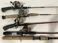 (4) Fishing Reels & (5) Poles, Shakespeare, Zebco