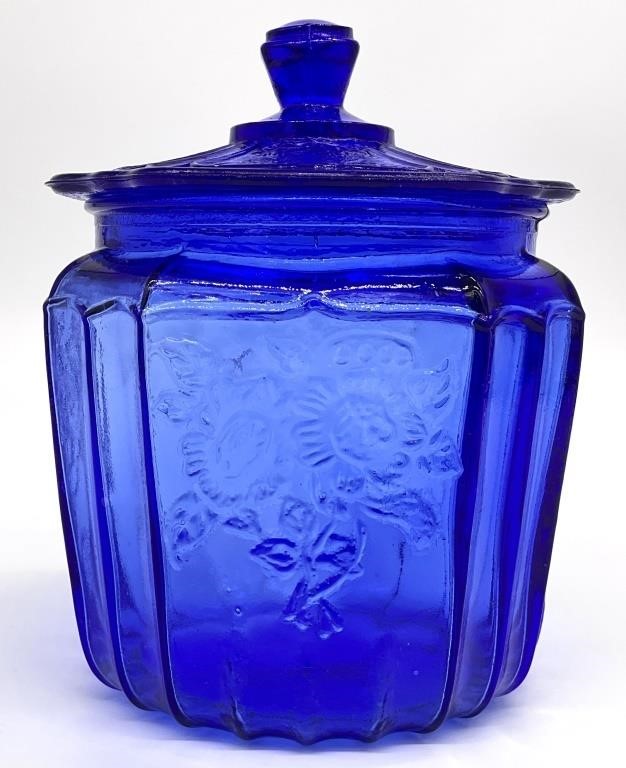 Cobalt Blue Glass Biscuit Jar