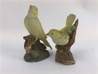 Vtg Porcelain Yellow Canaries Singing on Branches