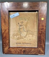 ANTIQUE FRAMED NEEDLE WORK "DIVINA PASTORELLA"