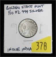 Indian Head 1/10 Troy oz. .999 silver Golden State