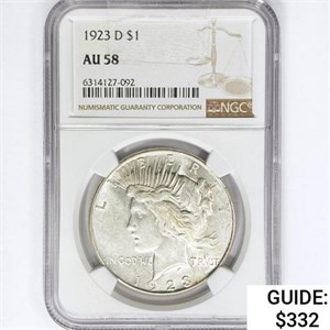 1923-D Silver Peace Dollar NGC AU58