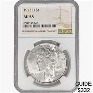 1923-D Silver Peace Dollar NGC AU58