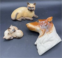 Beswick England Porcelain Siamese Cat and Kitten