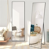 Full Length Mirror with Stand, Black, 63"x20"