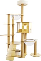 Modern Wooden Cat Tree Tower  57in