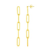 14k Gold Five Link Paperclip Chain Earrings