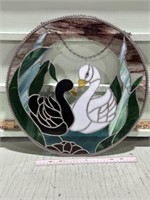 STAINED GLASS SWAN HANGING PICTURE, 16 1/2"