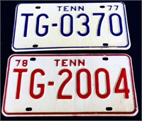 Lot of 2 1970s TN license plates