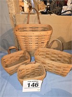 Longaberger baskets (4) lgst 10" w