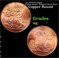 1oz .999 Fine Copper Bullion Round - Walking Liber