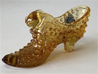 Vintage Amber Hobnail Glass Shoe by Fenton