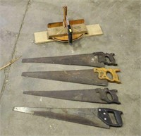 (4) Vintage Hand Saws and Miter Saw