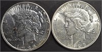 1922-D & 1923-D PEACE DOLLARS CH AU