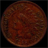 1866 Indian Head Penny NEARLY UNCIRCULATED