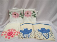 (5) Vintage Pillowcases Embroidered