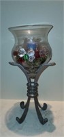Metal Base W Decorative Glass Candle Holder
