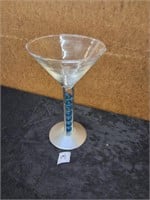Martini Glass w/Blue Marbles in Handle