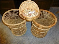 LOT OF ASSORTED BASKETS AND WINE CORKS!