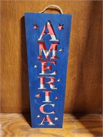 Wood America hanging sign Primative