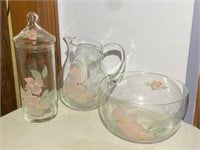 Floral Apothecary Jar, Pitcher & Bowl