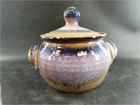 Hand made lidded stoneware cabbage bowl 9"