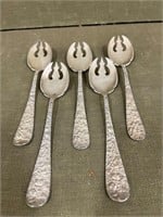 5 Stieff Rose Sterling Silver Ice Cream Forks