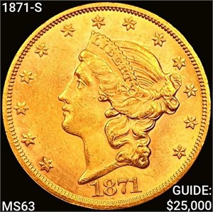 1871-S $20 Gold Double Eagle