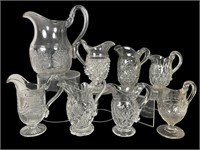 7 EAPG Pitchers/ Creamers, Pressed Lrg Pitcher