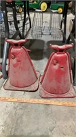 2 large matching red jack stands