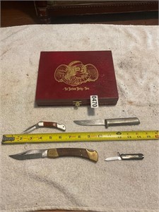 Fat bottomed, Betty cigar box and assorted knives