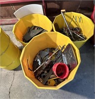 Totes of Misc. Scrap Iron and metal trash can