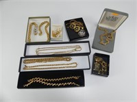 GOLD TONE NECKLACES, EARRINGS, ETC.