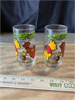 2 vtg Winnie the Pooh and Friends Sears glasses