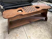 Wood Game Bench w/ Checkers