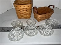 Cut glass coasters wooden baskets