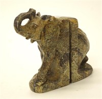 Oriental carved stone elephant figure bookends