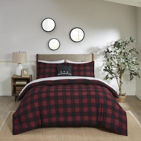 Colebrook 8-Piece King Red Plaid Comforter Set $97