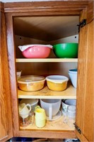 Contents of Cabinet-Baking Dishes, Vintage