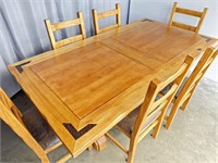 Huge farmhouse style dining table & 6 chairs