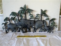 Metal Elephants in the Jungle Wall Art
