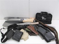 Various sporting goods – (4) modern machetes,